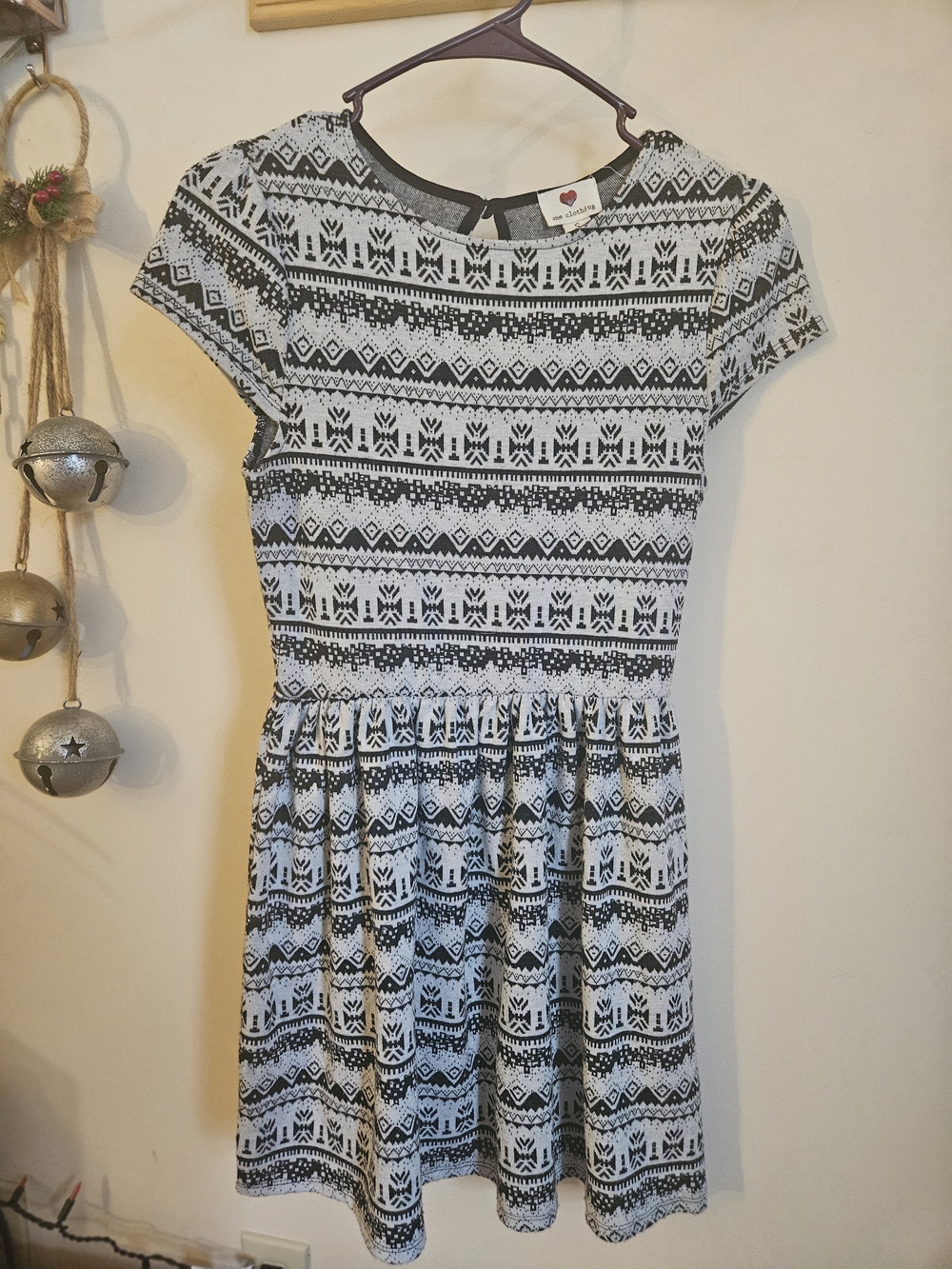 one clothing Black and White Geometric Dress